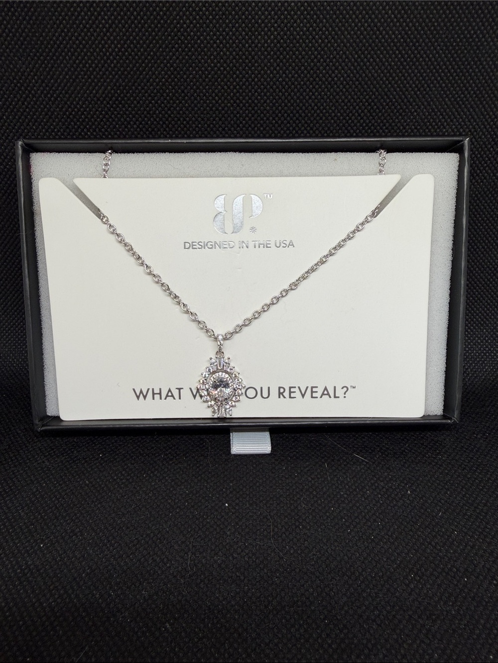 OG: CZ on Rhodium Pendant Necklace